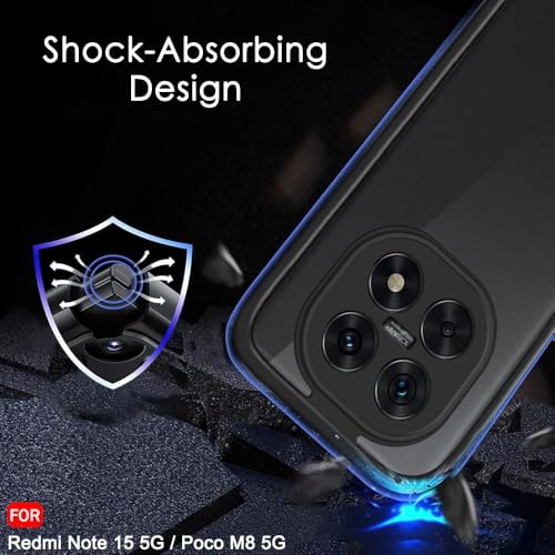 Image of TheGiftKart Hybrid Shockproof Back Cover Case for Mi Redmi Note 15 / Note 15 SE /Poco M8 5G | Camera Protection Module | Hard Back Cover Case (PC & TPU, Translucent Smoke Matte Back, Black Sides)