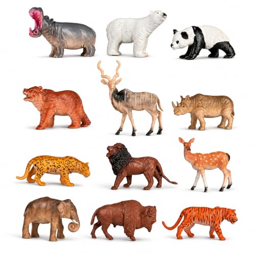 Bzkid Wild Animal Toy Set for Kids | 12 Pcs Realistic Jungle Anim...