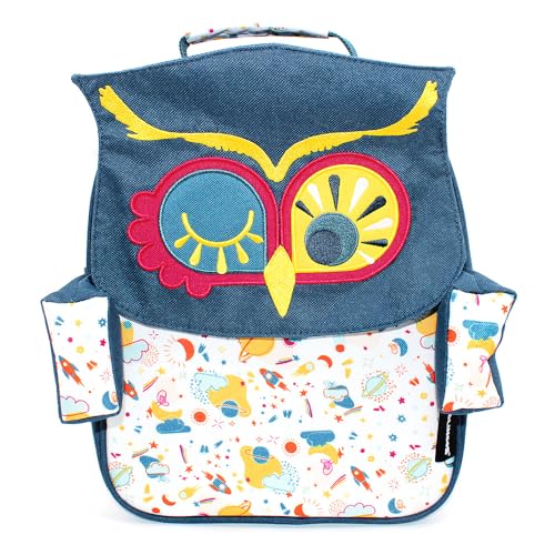 LES DEGLINGOS - Sac à dos enfant original 32CM Astros le hibou - Idéal pour l'école ou les balades - Dès 18 mois - Bleu