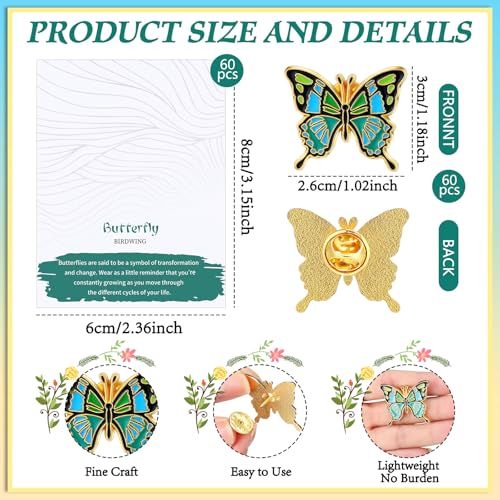 30/60 Sets Funeral Pins Bulk Butterfly/Feather/Wing Lapel Pins Celebration of Life Funeral Favor Memorial Enamel Brooches with Prayer Poem Cards for Who Loss Loved One3