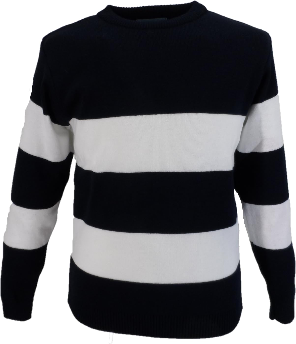 Mazeys Men's Navy/White Foxton Stripe Knitted Jumper (Uk, Alpha, Xl, Regular, Regular, )