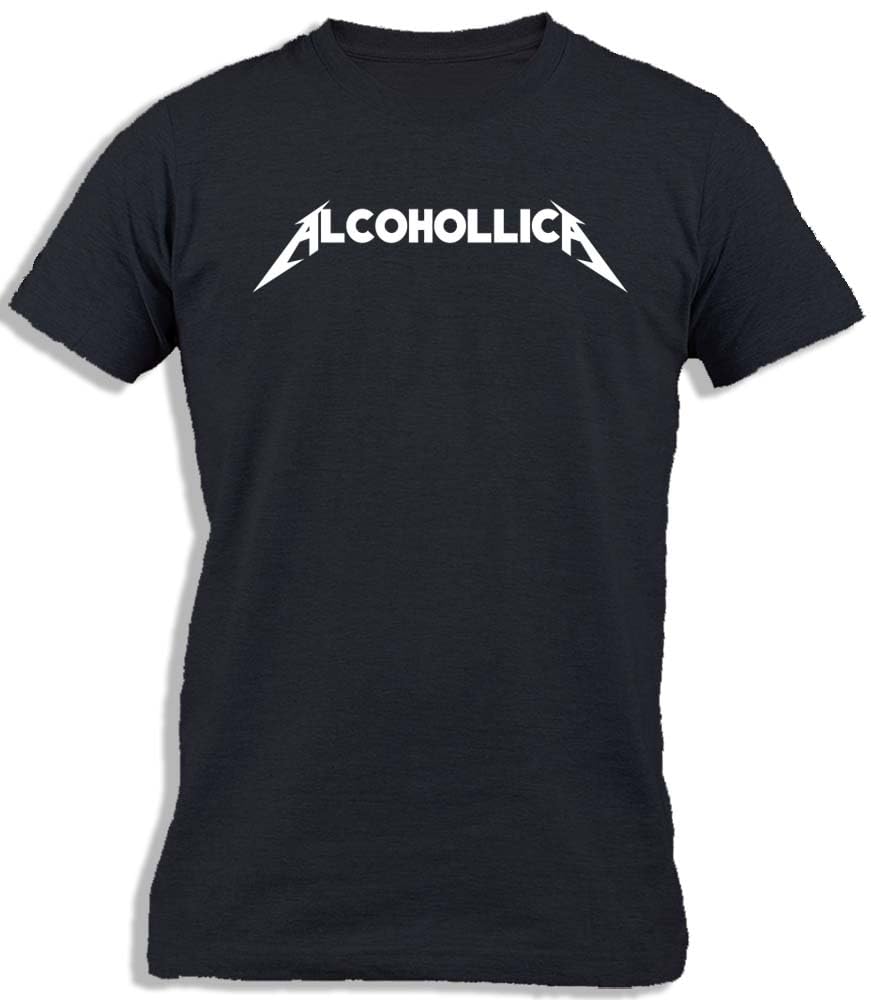 ™ Alcohollica | Rock Band | Metallica Logo Music Band | Funny Sarcastic Humor Joke Cotton T-Shirt For Men