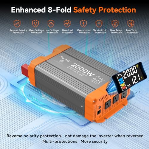 2000W Pure Sine Wave Power Inverter 12V DC to 120V AC, ETL Listed to UL 458 - Image 5
