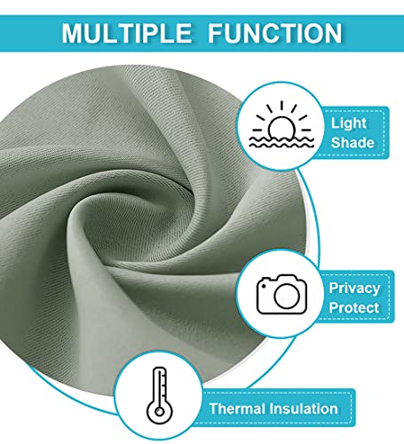 RYB HOME Door Window Curtains, Room Darkening Draft Block Shades Privacy Thermal Insulated Blinds for for Patio French Door Window Skylight, W26 x L69 inch, Grayish Green, 1 Panel