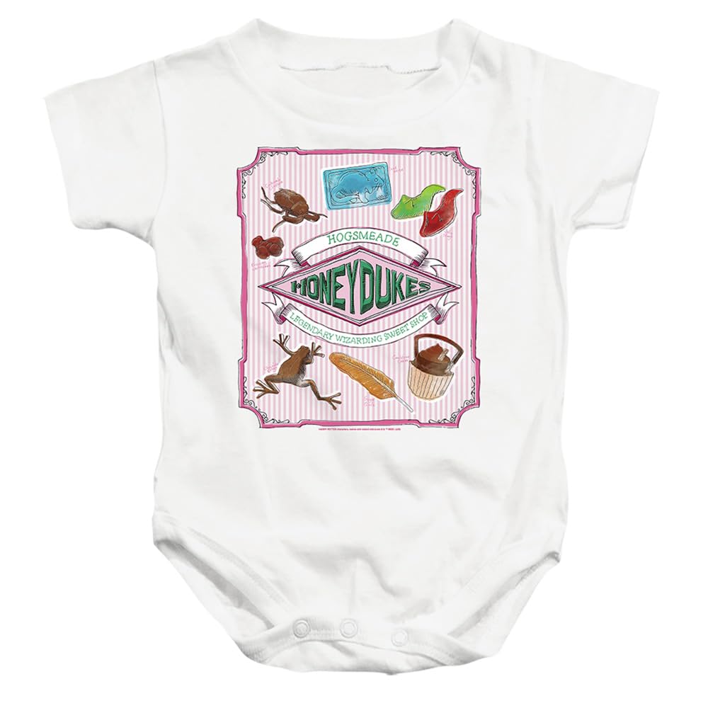 Harry Potter Honeydukes Hogsmeade Label Unisex Infant Snap Suit for Baby (6 Months) White
