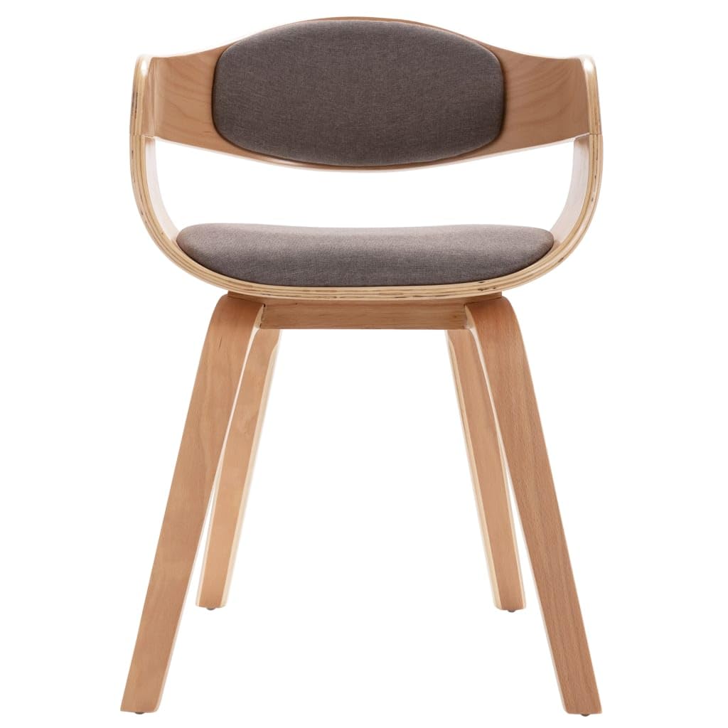 Krzesło do jadalni 6-częściowy zestaw z drewna łukowego z obiciem w kolorze taupe, wyściełane, ergonomiczne, nowoczesne, skandynawskie, z podłokietnikami, obrotowe, stabilne, do jadalni