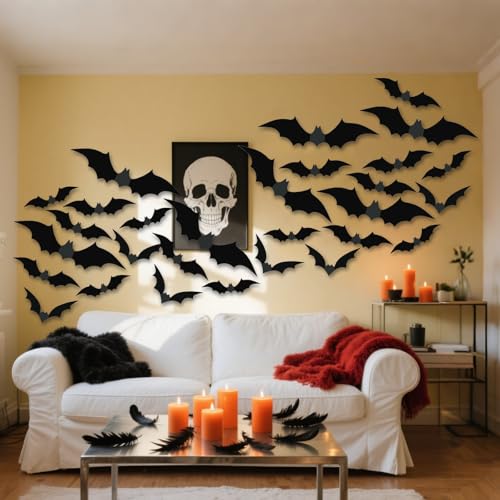 Decoración de murciélagos 3D pegatinas PVC Halloween 48 pzas miniatura 4