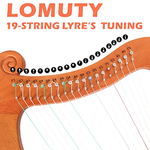 Lomuty 19-String Lyre Harp With Tuning Wrench Harp Instruments thumb #1