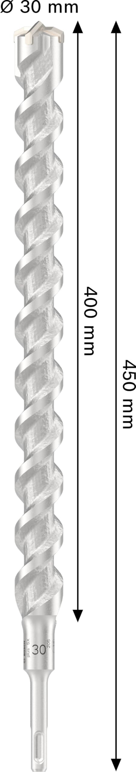 Bosch 1x Foret PRO SDS plus-5X (pour Béton armé, Béton, Ø 30,00 mm, Professional Accessoire Marteau burineur)