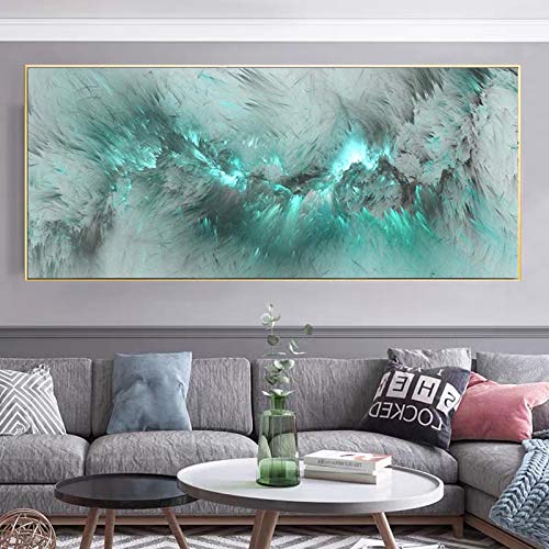 Impression sur toile nuage vert grand format moderne 30x90cm - 3