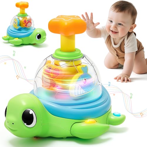 Image of Baby Toys 6-12 Months, Musical Crawling Press to Spin & Glow Turtle Toy for 1 Year Old, Cause and Effect Early Learning for Infant Tummy Time, Christmas 1st Birthday Gifts Boy Girl 7 8 9 10 11 Month