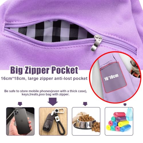 Image of Tomkas Small Dog Sling Carrier - Zipper Pocket & Adjustable Strap - for 3-10 lbs Pets(Light Purple)
