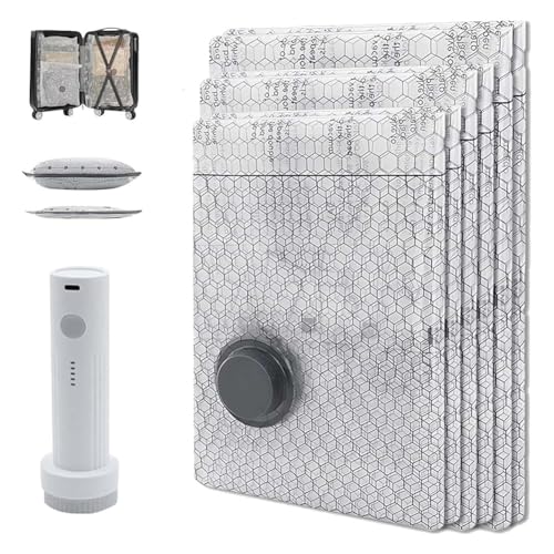 Vibsky Ensemble de sacs de voyage rechargeables sans fil – Compact et compact avec pompe de charge USB pour vêtements et literie, taille cabine