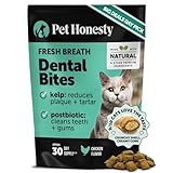 Fresh Dental Bites for Cats - Crunchy & Creamy Cat Dental Treats for Fresh Breath, Plaque + Tartar Control, Cleans Teeth + Gums, Daily Cat Oral Care (30 Day Supply)