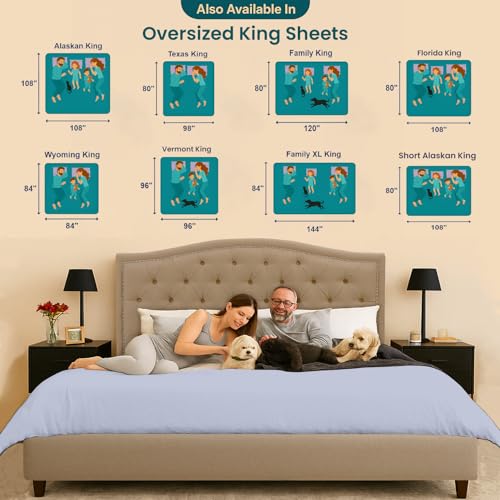 Image of SGI 84 inchx84 inch 4 Pc Wyoming King Sheet Set 600 TC 15 inch Deep, Cornflower Blue