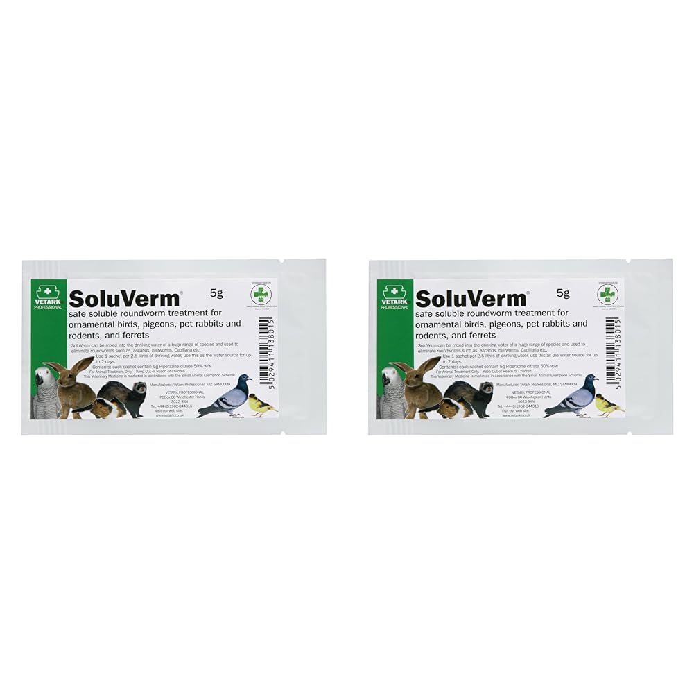 Vetark Soluverm Sachet, soluble roundworm treatment, 5 g (Pack of 2)