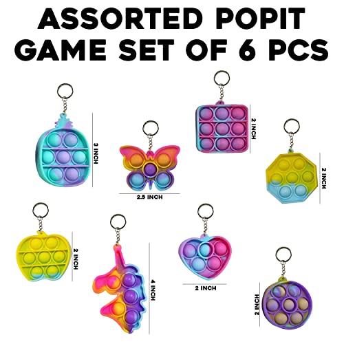 Royals-Push-Pop-it-Bubble-Fidget-Toy-Mini-Keychain-Pack-of-6-Multicolour