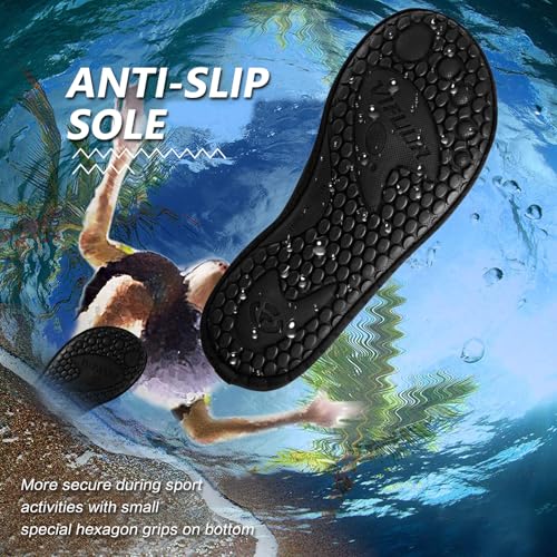 VIFUUR Water Sports Shoes Barefoot Quick-Dry Aqua Yoga Socks Slip-on for Men Women A Black 42-43 - Image 4