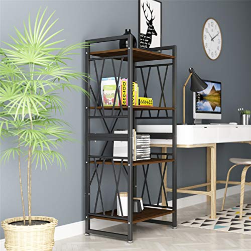 4-Shelf Bookshelf Industrial Bookshelf Ladder Bookshelf Storage Rack shelves Metal and Wood Bookcase