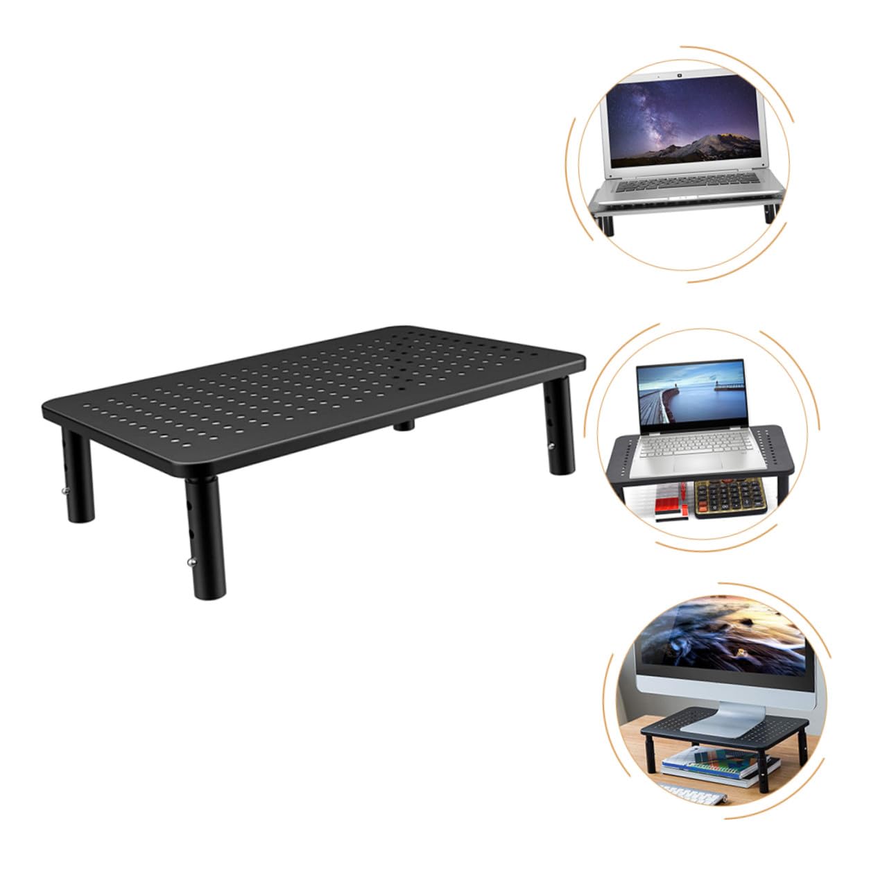 Rehausseur Écran PC avec Ventilation Réglable Hauteurs pour Ordinateur Portable et Moniteur de Bureau Ergonomique