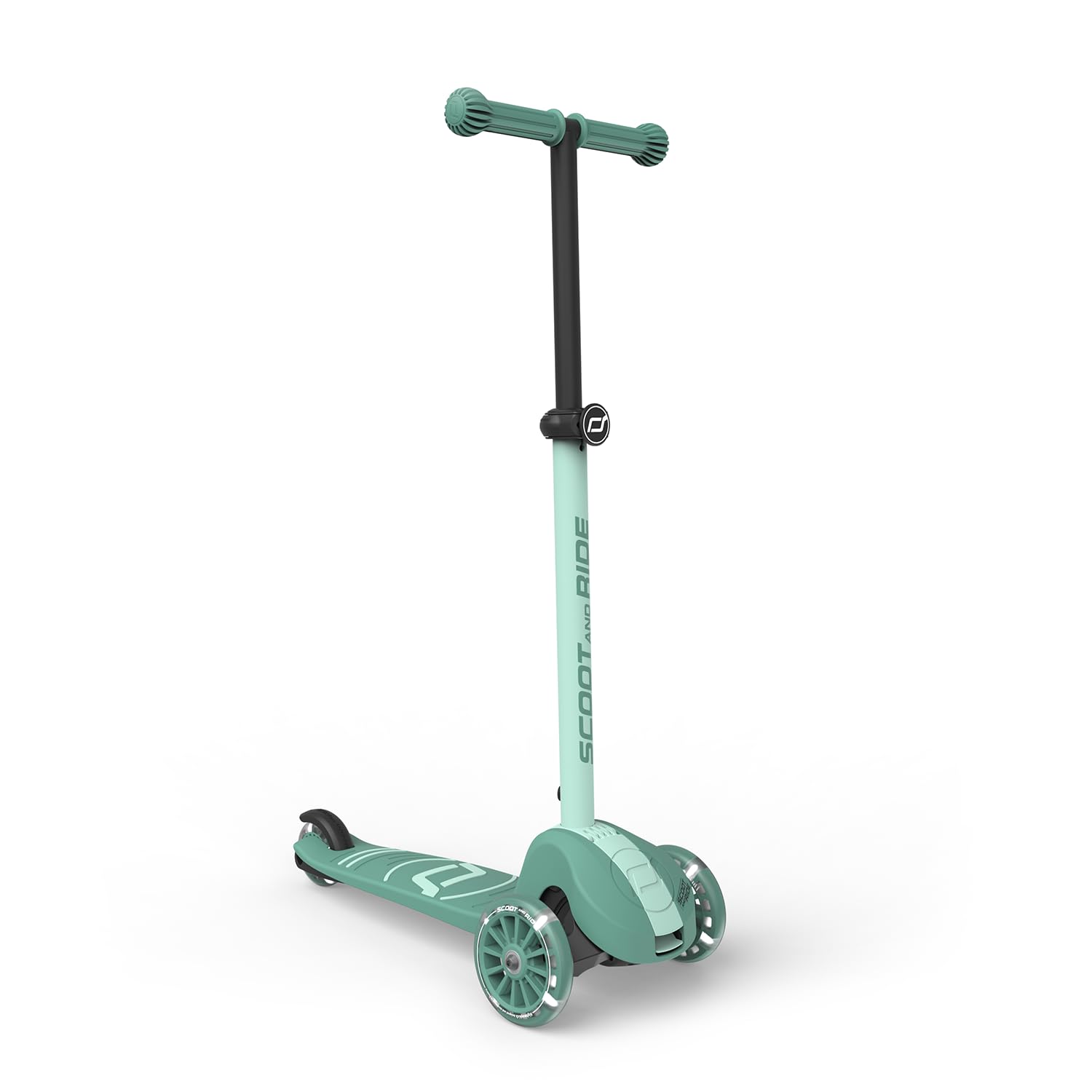 Scoot & Ride Highwaykick 3S Monopattino per bambini a partire dai 3 anni in su, regolabile in altezza, 2 volte, sterzo a LED, pieghevole, per bambini, 96-130 cm