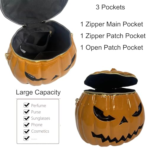 Image of Men and Women PVC Pumpkin Shaped Crossbody Shoulder Bag Handbag Halloween Pumpkin Purse