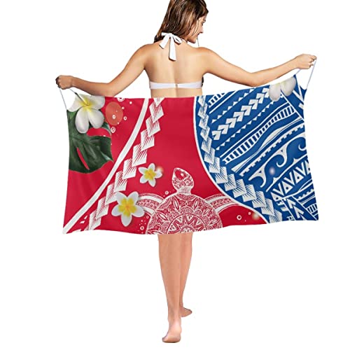 JooMeryer Traditional Polynesian Flower Print Swimsuit Cover Up for Women Sun Protection Beach Shawl Sarong Cover-Up