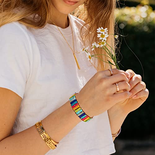 Image of Plumiss Women Boho Handmade Natural Stone Crystal Leather Bead Wrap Bracelets Collection