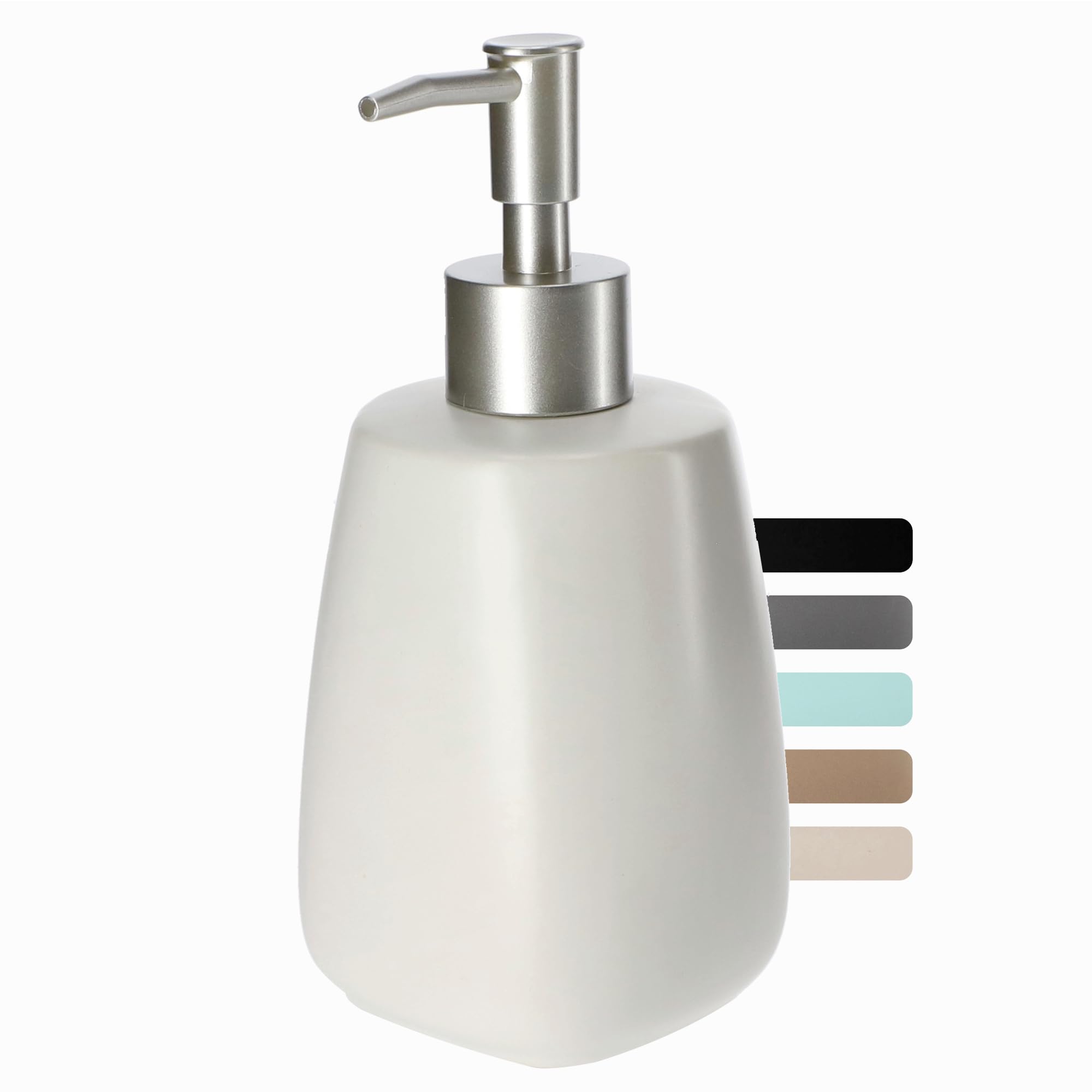 KADAX Dispensador de Jabón Líquido con Capacidad de 400 ml, Dosificador de Loción Cerámico con Acabado Mate, Ideal para Baño y Cocina (Blanco)