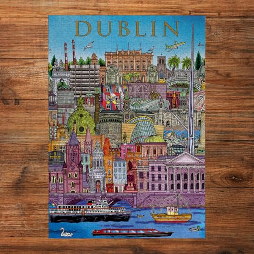 Gibsons Dublin Cityscape Rompecabezas de 500 piezas para adultos y adolescentes – Lugares emblemáticos coloridos de Irlanda – Piezas gruesas premium sustentables para fans de viajes miniatura 2