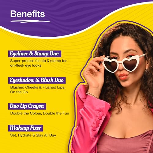 Image of Swiss Beauty Craze Seriously Slayer Makeup Kit | Eyeliner and Stamp Duo | Eyeshadow and Blush Duo | Duo Lip Colour Lipstick | Makeup Fixer| Set of 4 |