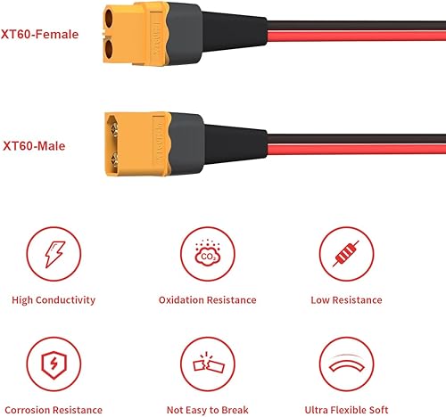 Miniatura 3 de Cable de extensión XT60 de 10 AWG de 50 pies 2 6 10 20 35 50 75 100 pies XT60 conector hembra a macho para batería RC portátil central eléctrica