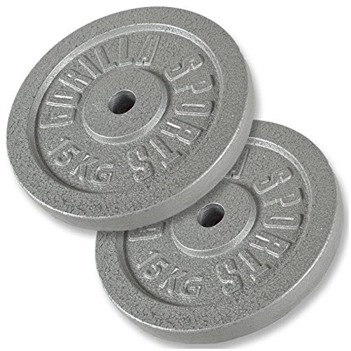 Gorilla Sports 2 x 15 kg discos de hierro fundido para pesas