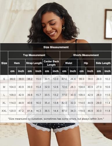 Image of Avidlove Women's Pajama Sets V Neck Lace Trim Sleep Wear Sexy 2 Piece Pjs | Sexy Modal, Soft & Cozy, V-Neck, Sleeveless, 2 Pieces Pjs, Sexy Sleepwear
