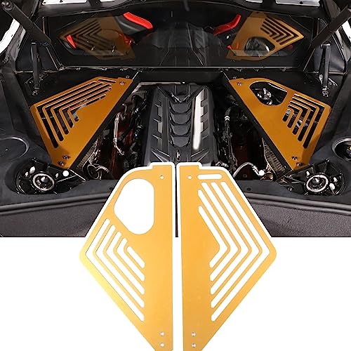 Image of TOYCIDFG Engine Bay Panel Cover, Left Right Splash Shield Oxidation Case Guard Compatible with C8 Corvette 2020-2023 Auto Aluminium Interior Body Part Accessories (Yellow)
