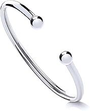 925 Sterling Silver Torque Ball Opening Bangle - Maiden's/Boys or Girls/Small Ladies