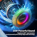 Oraolo Haut-parleur Bluetooth, haut-parleurs portable avec 24W Son stéréo loud, coloré RGB Lumières, TWS Appariement, Bluetooth 5.4, 15H Temps de jeu, soutien AUX/TF Carte, Haut-parleur sans fil pour le camping en plein air