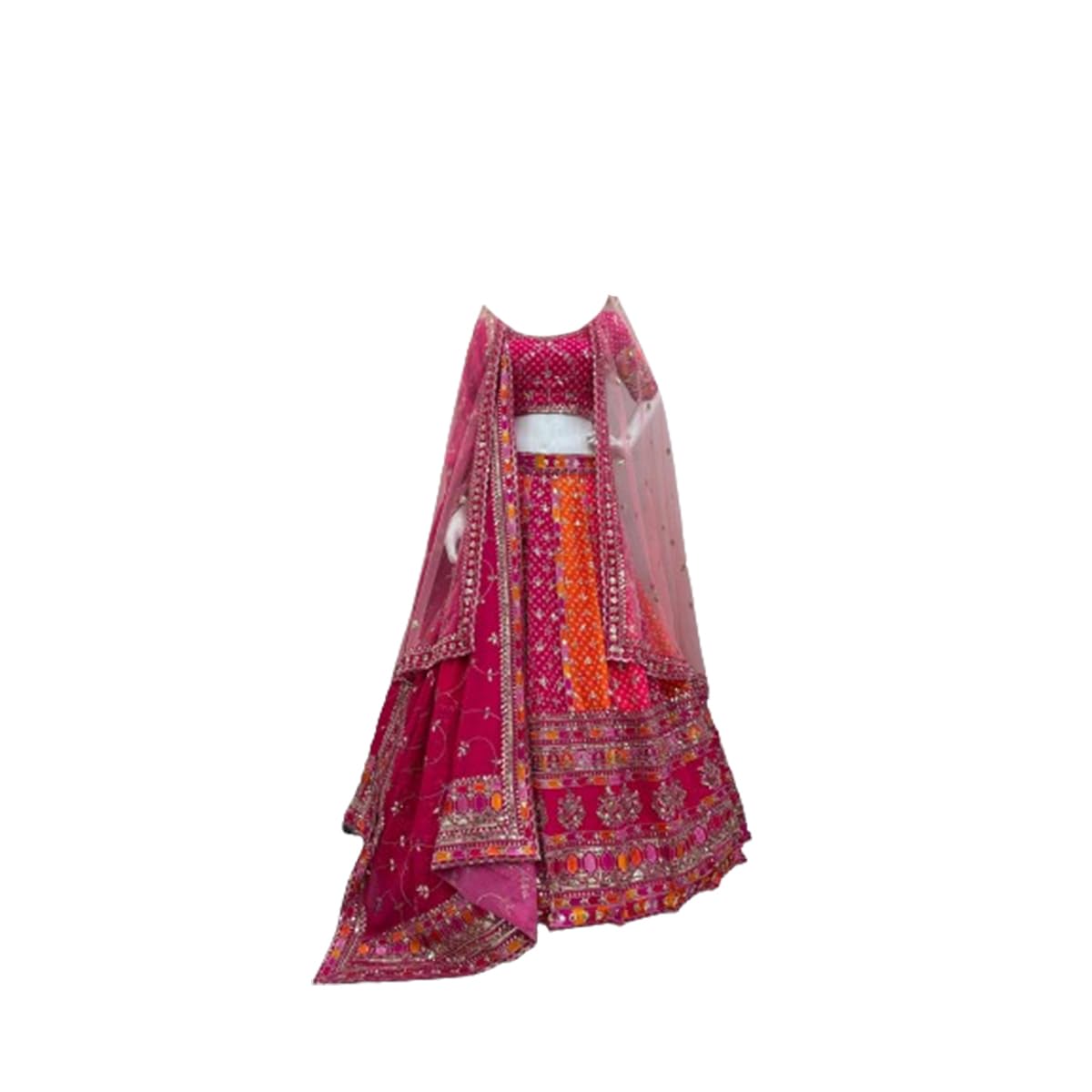 Georgette Women's Gorgette Semi-Stitched Lehenga Choli Set (Sf108334 Pink Free Size)-image-26