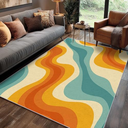 Groovy Rugs, 70s Retro Hippie Area Rug 4x6, for Living