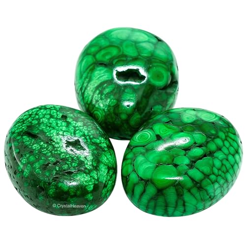 Image of Crystal Heaven Malachite Crystal Palm Pebbles Stones For Anxiety Stress Relief Massage-Aaa Grade Original Healing Gemstone Agate Palm Stone For Yoga Meditation Spiritual Reiki Feng Shui