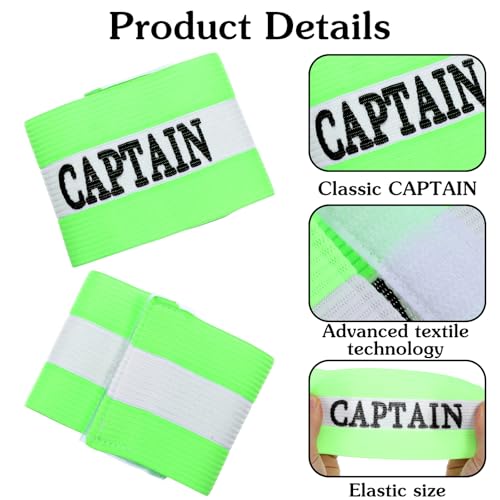 Elegaperma 6 Pcs Captain Arm Bands for Soccer, Captain Bands Soccer Fluorescent Green Team Identification, High-Visibility Soccers Captains Armband with Elastic Design for Football Rugby, Sports Game