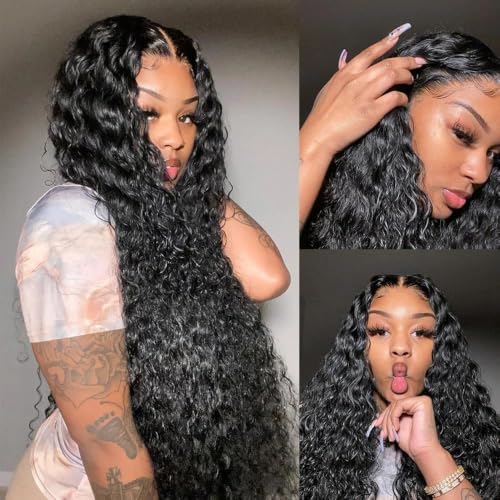 Image of JTMMP 26 Inch 13x6 Deep Wave Lace Front Wigs Human Hair Curly Human Hair Wig 200% Density Glueless HD Lace Front Wigs Human Hair Pre Plucked with Baby Hair for Women