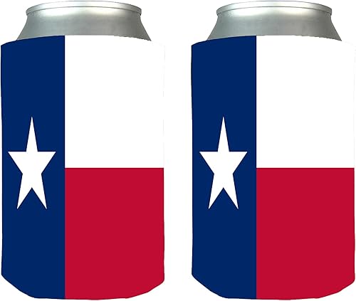 Rogue River Tactical Juego de 2 fundas plegables para botellas de cerveza con bandera de Texas, paquete de 2 unidades