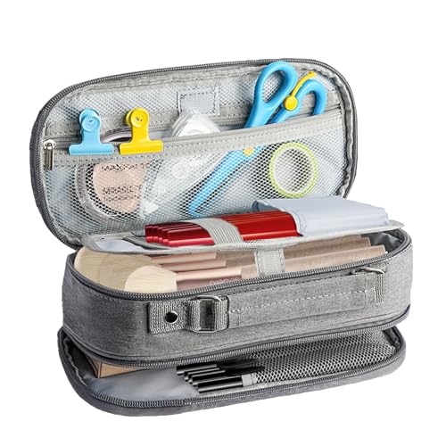 Image of Portable Pencil Case Versatile Pencil Pouch, Durable Storage for Stationery Multi-Compartment Organizer Makeup Bag for Women & Men