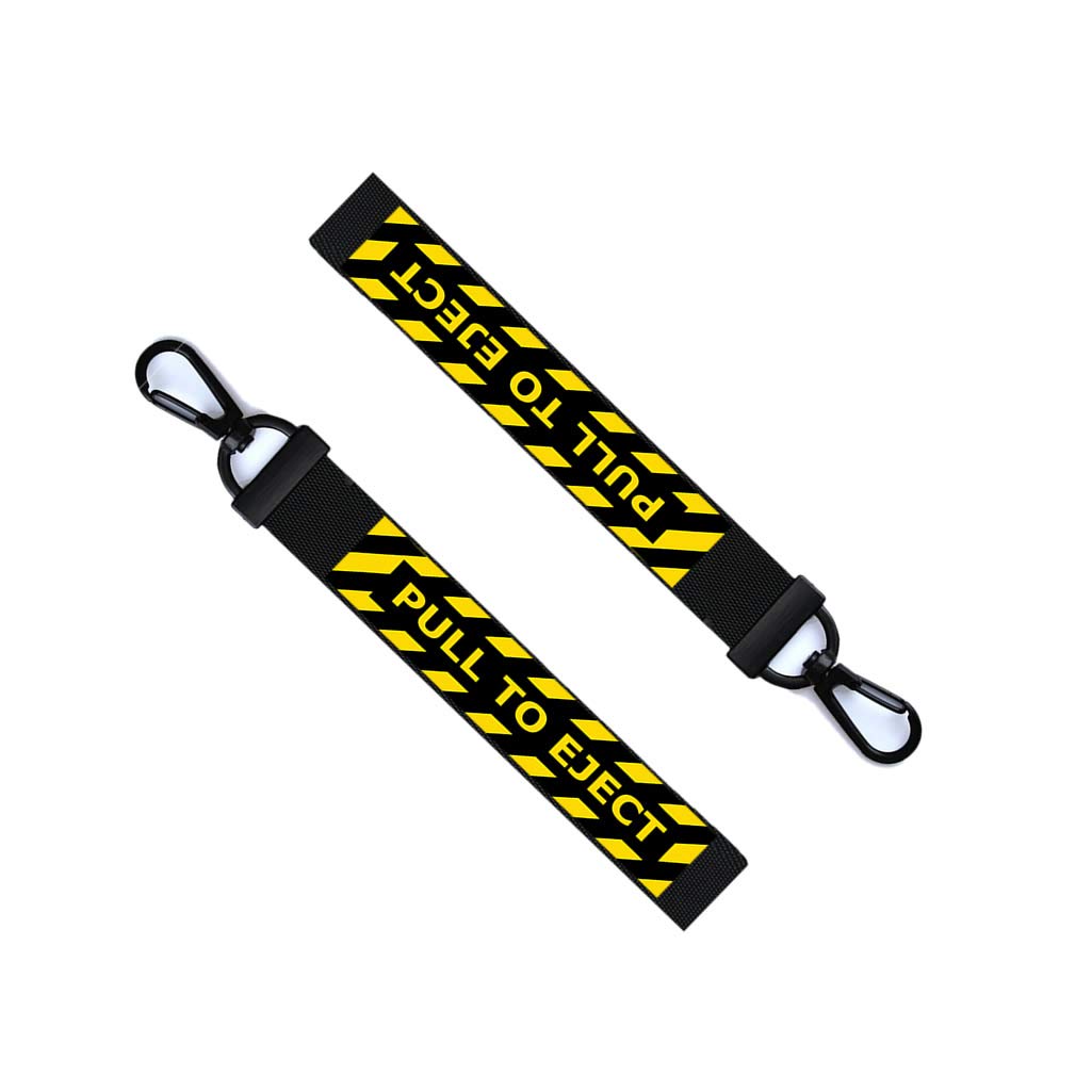 Pull to Eject Keychain Keyring Pilot Luggage Tag Zipper Pull Bag Black