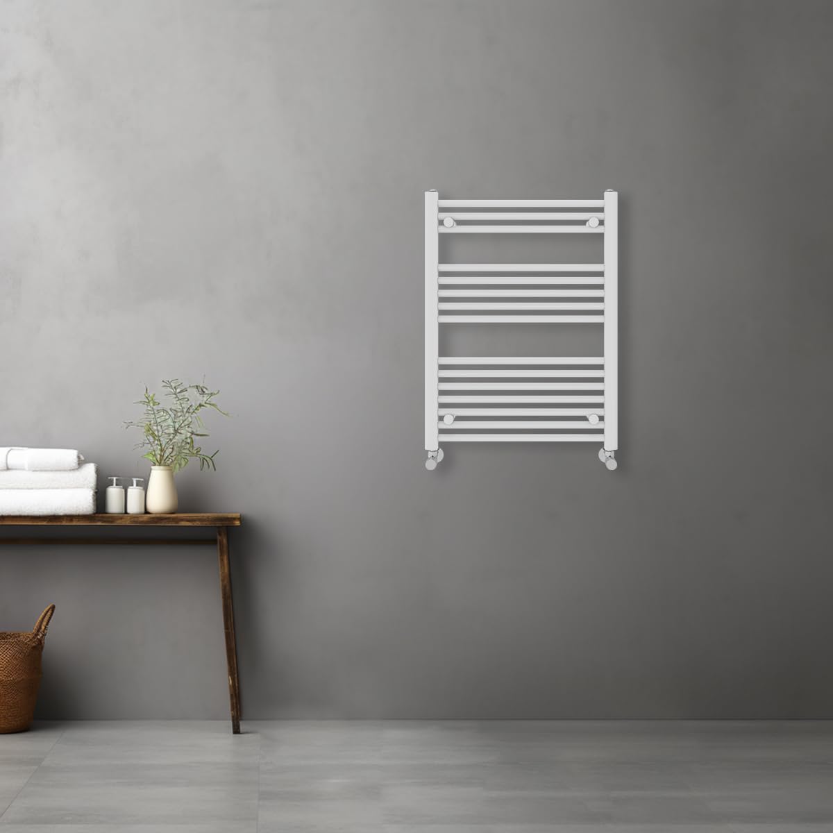 Warmehaus White Contemporary Straight Heated Bathroom Towel Rail Radiator Rad - 800X600mm