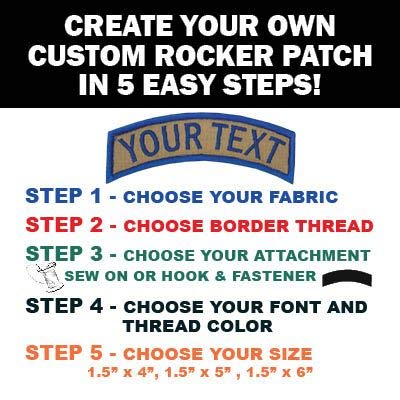 Custom Uniform Name Tape Rocker Patches Embroidered, 35 Plus Fabrics, Different Font Styles Available. 6 Sizes.