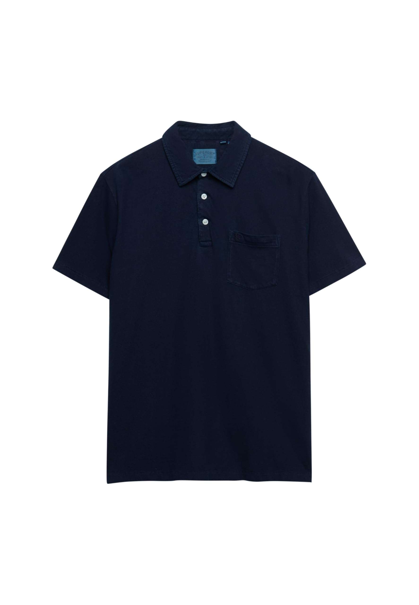 Superdry Men's Hampton Navy Classic Cotton Linen Polo Shirt, Xl