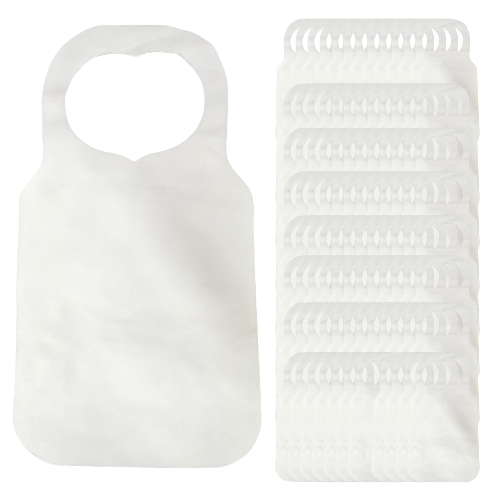 100 bavaglini usa e getta per adulti, grembiule, bavaglini per adulti, grembiuli usa e getta, per adulti, anziani o bambini (bianco)