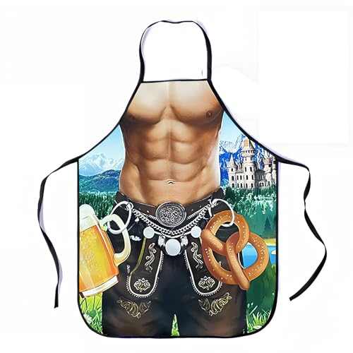 Husalsea Münchner Oktoberfest Kochschürze Herren Lustige Grillschürze & Dirndlschürze für Oktoberfest Personalisiert und Einzigartig Lustige Enganliegende Wasserfeste Schürze (Style-358)